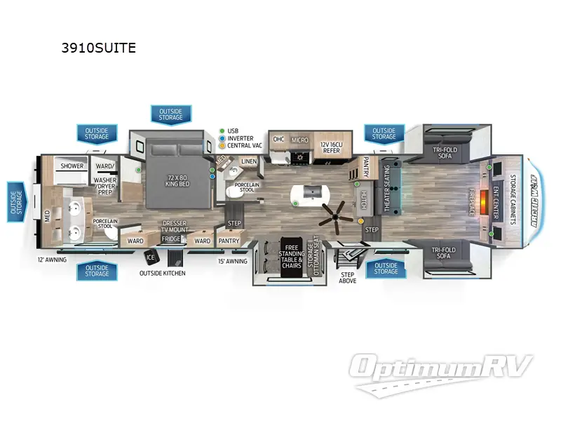 2024 Forest River Cherokee Arctic Wolf Suite 3910 RV Floorplan Photo