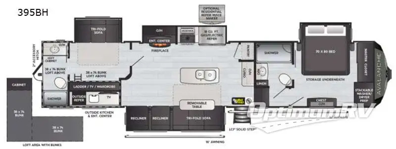 2021 Keystone Avalanche 395BH Floorplan Photo