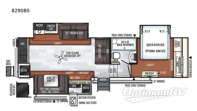 2019 Forest River Rockwood Signature Ultra Lite 8290BS Floorplan Photo