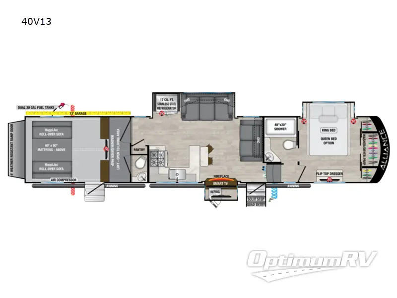 2022 Alliance Valor 43V13 RV Floorplan Photo