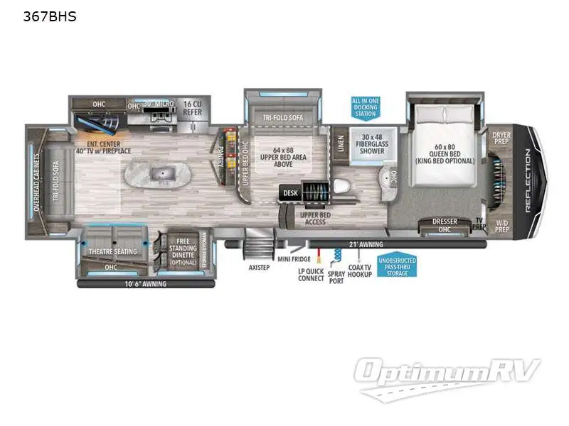 2022 Grand Design Reflection 367BHS RV Floorplan Photo