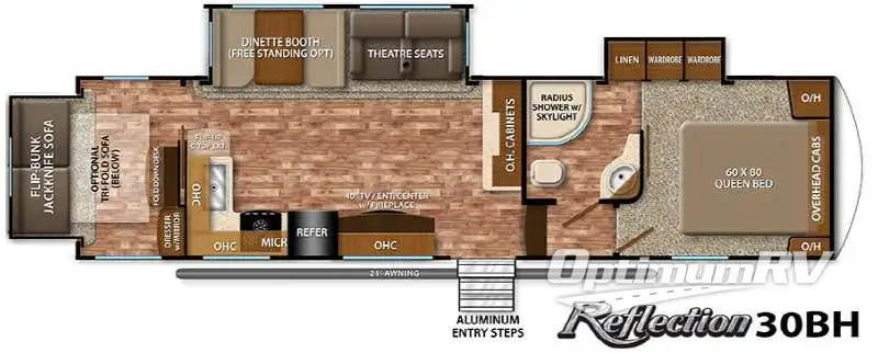 2016 Grand Design Reflection 30BH Floorplan Photo