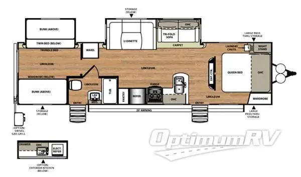 2015 Forest River Wildwood Heritage Glen 312QBUD Floorplan Photo
