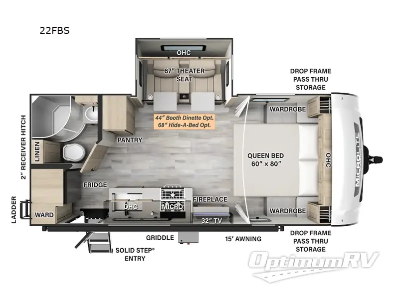 2024 Forest River Flagstaff Micro Lite 22FBS Floorplan Photo