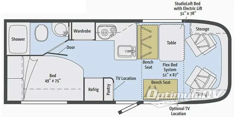 2018 Winnebago Trend 23L RV Floorplan Photo