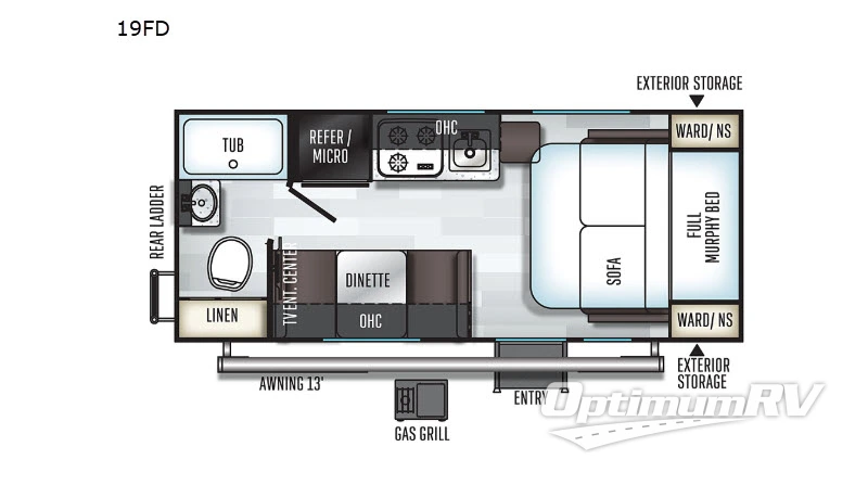 2019 Forest River Rockwood GEO Pro 19FD Floorplan Photo