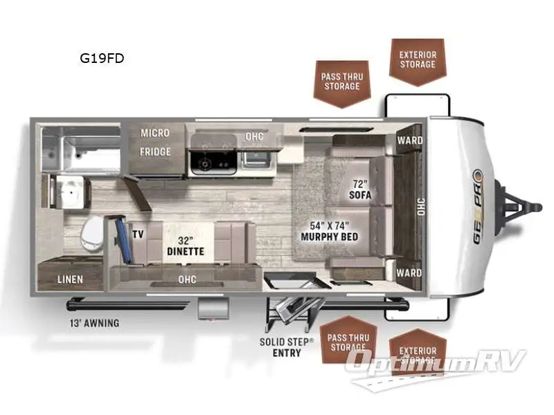 2021 Forest River Rockwood GEO Pro G19FD RV Floorplan Photo