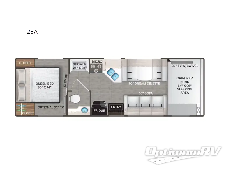 2022 Thor Four Winds 28A RV Floorplan Photo