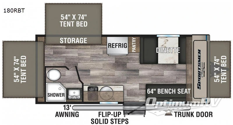 2020 KZ SPORTSMEN CLASSIC 180RBT RV Floorplan Photo