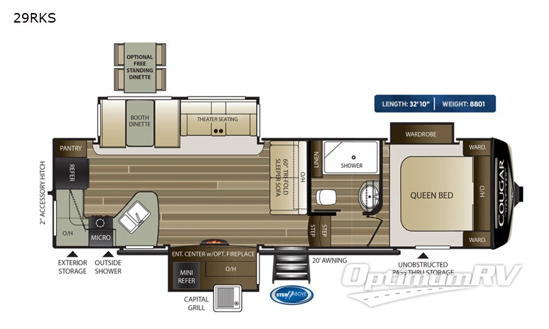 2020 Keystone Cougar Half-Ton 29RKS Floorplan Photo