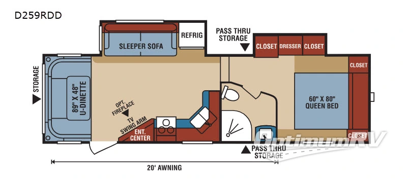 2018 KZ Durango 1500 D259RDD RV Floorplan Photo