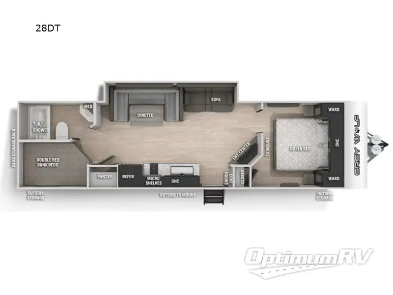2021 Forest River Cherokee Grey Wolf 28DT Floorplan Photo