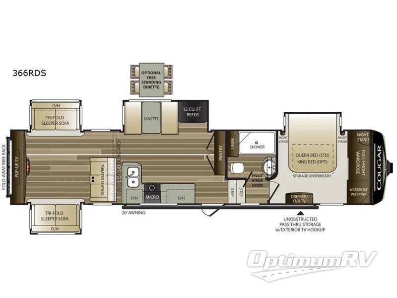 2019 Keystone Cougar 366RDS Floorplan Photo