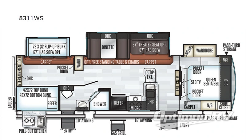 2019 Forest River Rockwood Signature Ultra Lite 8311WS Floorplan Photo