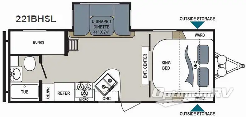 2017 Dutchmen Aerolite 221BHSL Floorplan Photo