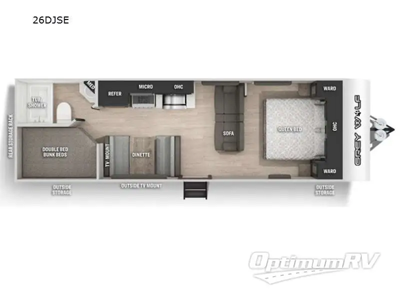 2021 Forest River Cherokee Grey Wolf 26DJSE RV Floorplan Photo