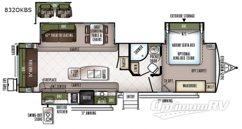 2018 Forest River Flagstaff Classic Super Lite 832OKBS Floorplan Photo