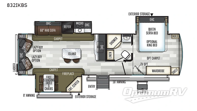 2019 Forest River Flagstaff Classic Super Lite 832IKBS Floorplan Photo