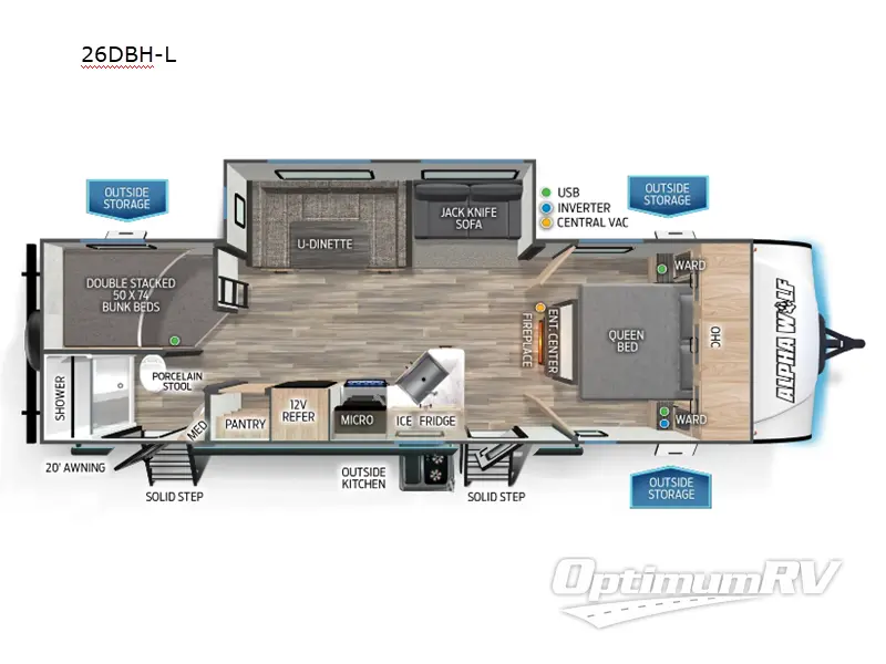 2024 Forest River Cherokee Alpha Wolf 26DBH-L Floorplan Photo