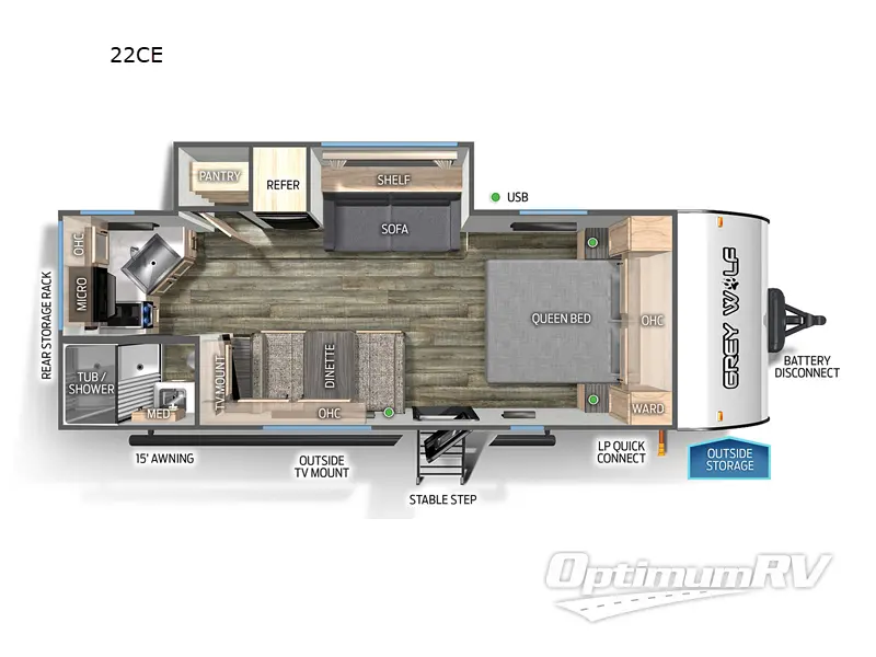 2024 Forest River Cherokee Grey Wolf 22CE RV Floorplan Photo