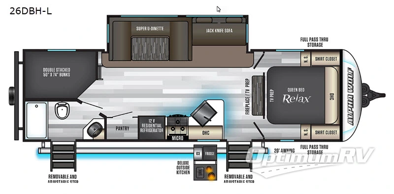 2020 Forest River Cherokee Alpha Wolf 26DBH-L Floorplan Photo