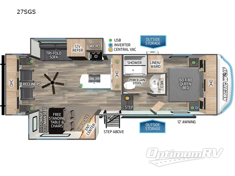 2024 Forest River Cherokee Arctic Wolf 27SGS Floorplan Photo
