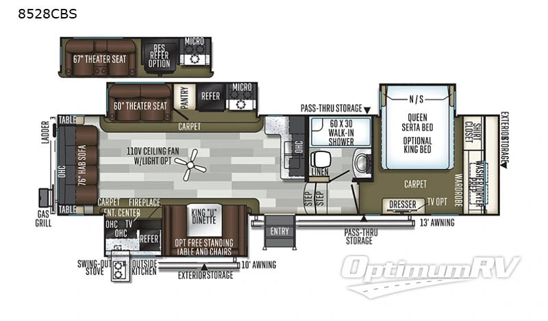 2019 Forest River Flagstaff Classic Super Lite 8528CBS Floorplan Photo