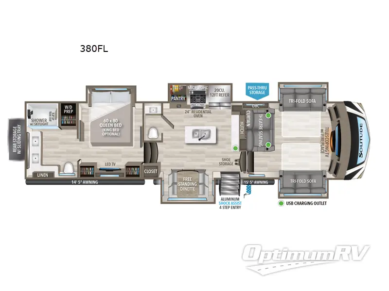 2024 Grand Design Solitude 380FL Floorplan Photo