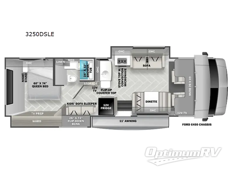 2023 Forest River Sunseeker LE 3250DSLE Ford Floorplan Photo