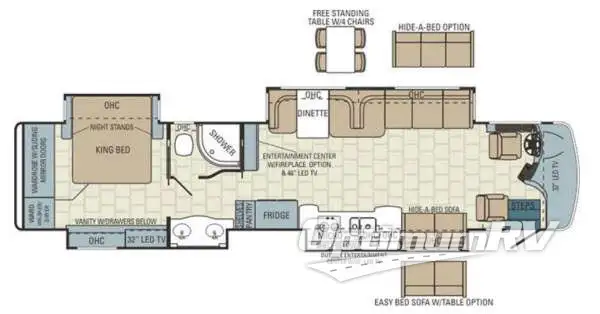 2014 Entegra Aspire 42DLQ RV Floorplan Photo