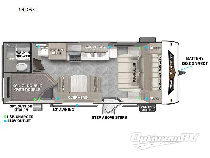 2024 Forest River Wildwood X-Lite 19DBXL Floorplan Photo