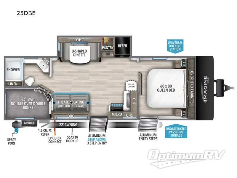 2024 Grand Design Imagine XLS 25DBE RV Floorplan Photo