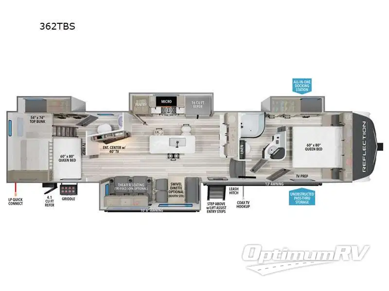 2025 Grand Design Reflection 362TBS Floorplan Photo