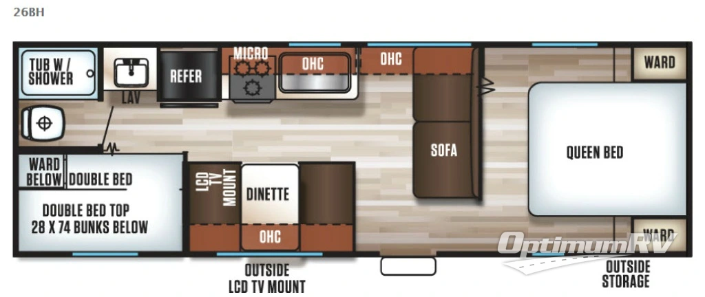 2017 Forest River Cherokee Grey Wolf 26BH Floorplan Photo