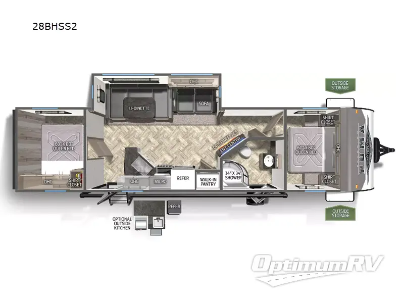 2022 Palomino Puma 28BHSS2 Floorplan Photo
