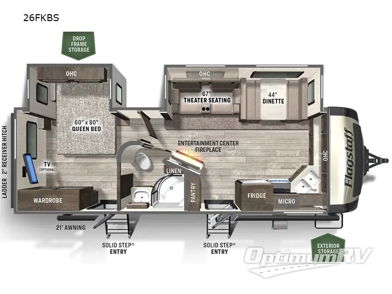 2023 Forest River Flagstaff Super Lite 26FKBS Floorplan Photo