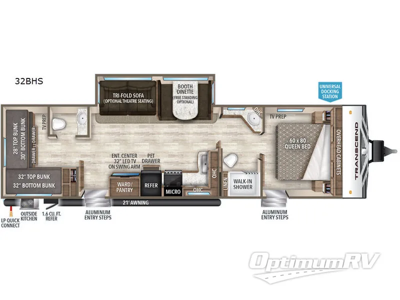 2019 Grand Design Transcend 32BHS Floorplan Photo