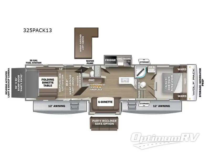 2022 Forest River Cherokee Wolf Pack 325PACK13 Floorplan Photo