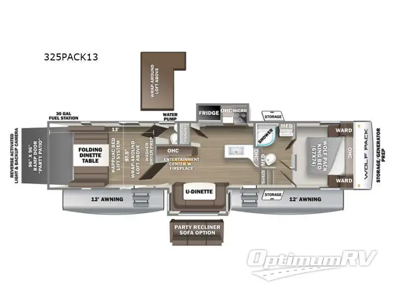 2022 Forest River Cherokee Wolf Pack 325PACK13 RV Floorplan Photo