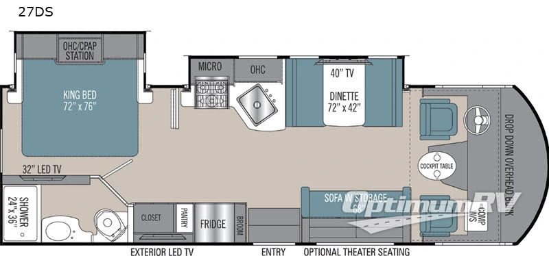 2019 Coachmen Pursuit 27DS Floorplan Photo