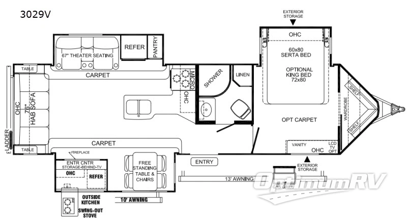 2018 Forest River Rockwood Wind Jammer 3029V Floorplan Photo