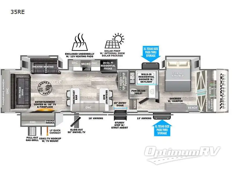 2023 Forest River Wildwood Heritage Glen Elite Series 35RE Floorplan Photo