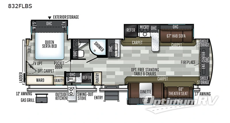 2019 Forest River Flagstaff Classic Super Lite 832FLBS Floorplan Photo