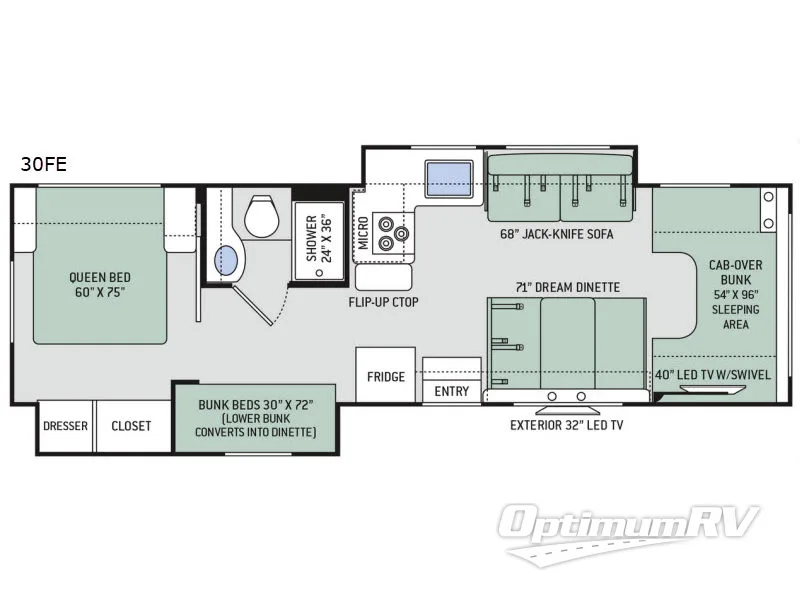 2021 Thor FREEDOM ELITE 30FE RV Floorplan Photo