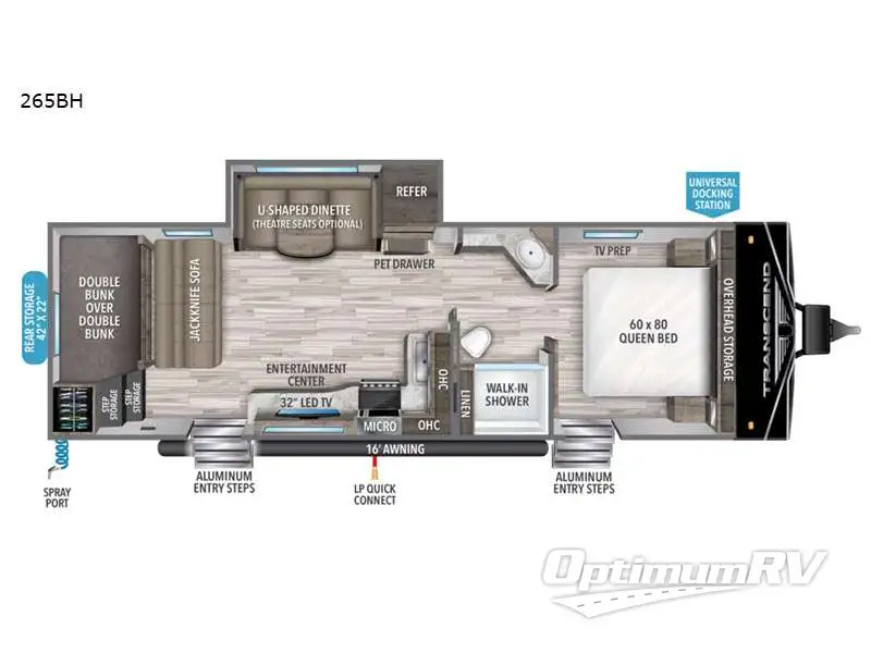 2022 Grand Design Transcend Xplor 265BH RV Floorplan Photo