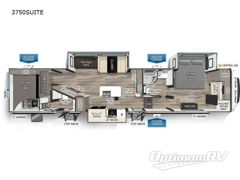 2025 Forest River Cherokee Arctic Wolf Suite 3750SUITE RV Floorplan Photo