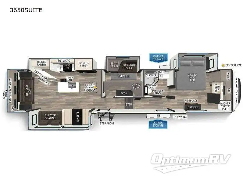 2025 Forest River Cherokee Arctic Wolf Suite 3650SUITE RV Floorplan Photo