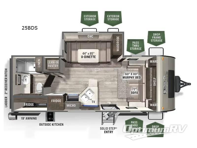 2023 Forest River Flagstaff Micro Lite 25BDS RV Floorplan Photo