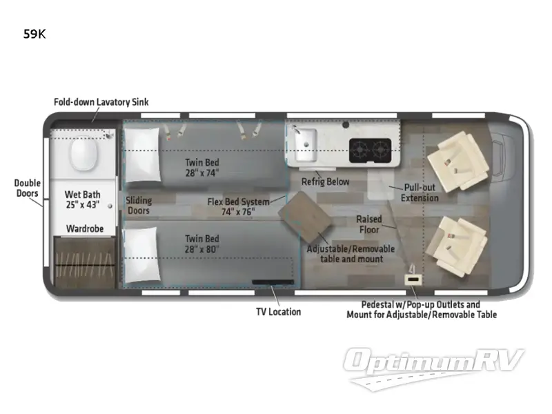 2023 Winnebago Travato 59K RV Floorplan Photo