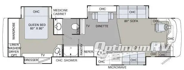 2009 Holiday Rambler Endeavor 38 PDQ Floorplan Photo